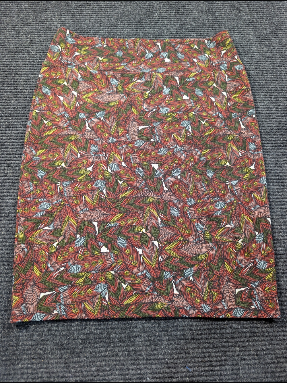 LuLaRoe Multicolor Leaf Pattern Pencil Skirt - Red, Green, Yellow, Blue